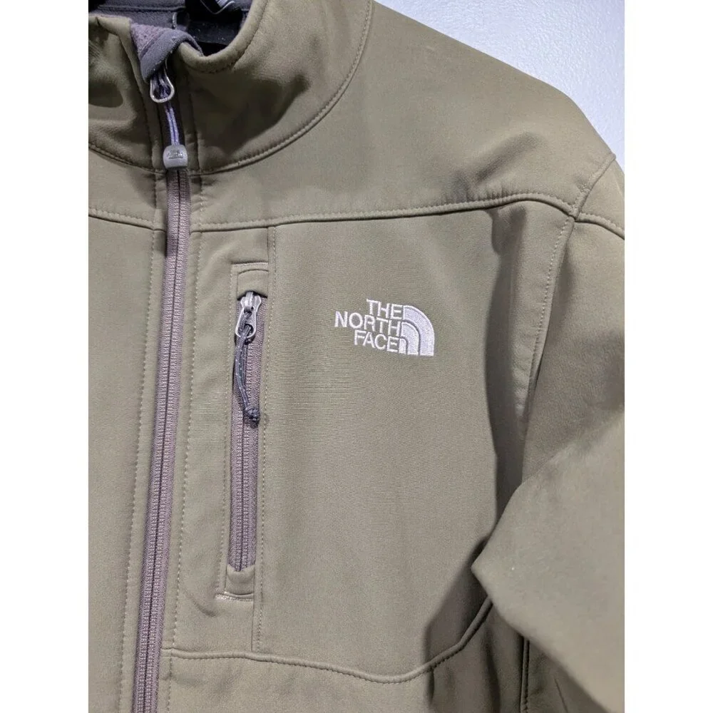 North Face Jacket Mens Sz L Apex Softshell Full Zip Fleece Lined Outdoors Green